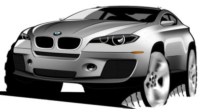 
Dessins du concept-car BMW Concept X6. La dynamique du vhicule et son agressivit sont dj prsentes ds les premires tapes de la cration de ce concept-car BMW Concept X6.
 